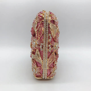 Luxury Designer Rhinestone Flower Clutch Purse