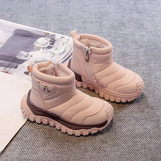 Winter Snow Boots For Children PU Leather Thick Warm Plush Boots Teenager Kid's Cotton Shoes Winter Boy's Girl's Warm Boots