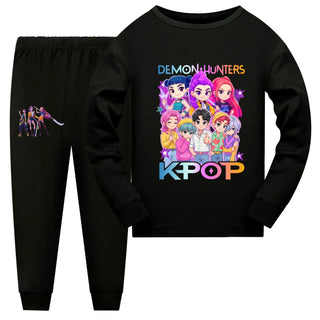 Kpop Demon Hunters Cartoon Kids Clothes Girls Pajama Set Fashion Boys Long Sleeve Pyjamas Children Sleepwear Suit 4982