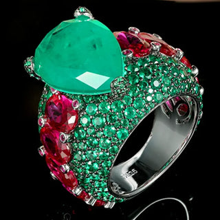 Luxury Large Gemstones Cocktail Ring