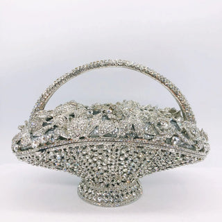 Elegant Crystal Floral Fancy Clutch Purse