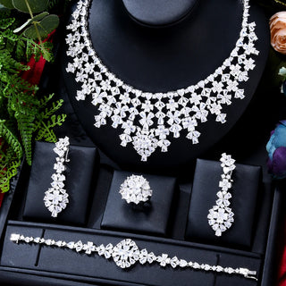 GODKI 4pcs Lucky Flower Nigerian 18k Gold Plated Dubai Bridal Wedding Jewellery Set Fashion Necklace Jewelry Sets