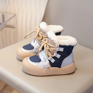 Winter Plush Snow Boots For Children PU Leather Waterproof Cotton Shoes Trend Fashion Teenager Kid's Velvet Boots Winter Shoes