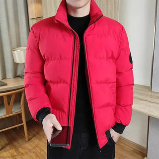 Winter Fleece Lined Thermal Thick Men Jackets Fashion Warm Coat Parkas Loose Korean Style Puffer Coat Outwear Red Black Parka