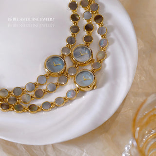 Luxury Women’s Gold Shell Bracelet Quartz Dress Watch