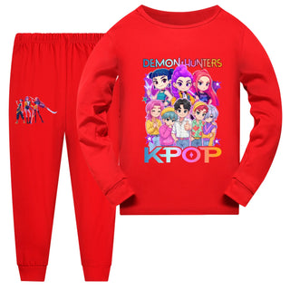 Kpop Demon Hunters Cartoon Kids Clothes Girls Pajama Set Fashion Boys Long Sleeve Pyjamas Children Sleepwear Suit 4982
