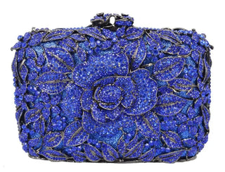 Luxury Designer Rhinestone Flower Clutch Purse
