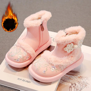 Faux Fur Winter Boots For Girls 2025 Trend Fashion Children's Snow Boots Anti-slippery Thick Warm Teenager Girl's Cotton Shoes
