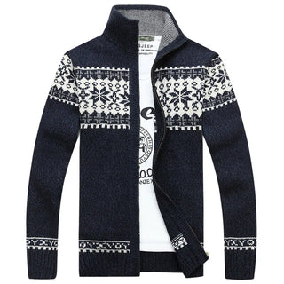 Autumn Winter Sweaters Men's full Zipper Jacquard Slim Fit cardigan Stand Neck sweatercoat Trendy Casual Knitted clothing 5XL