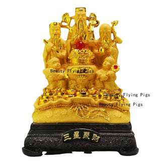 Fortune three-star ornaments God of wealth Fulushou Housewarming business gifts living room TV cabinet crafts Home decoration