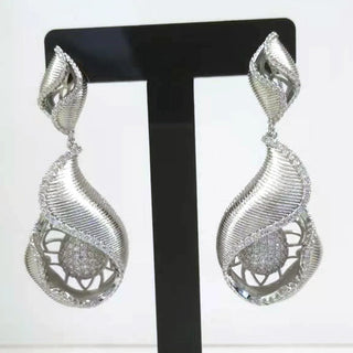 GODKI Famous African Indian Tricolor Flower Dangle Earrings For Women Wedding Party Cubic Zircon Dubai Bridal Jewelry