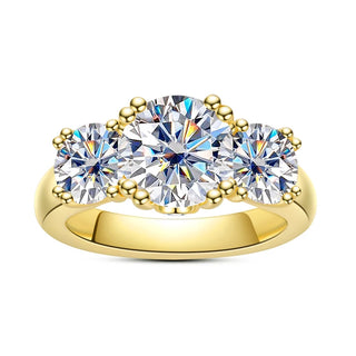 Three Stones 5 Carat Moissanite Ring