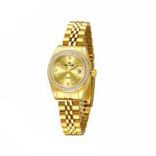 Gold Watch For Women High Quality Luxury Diamond Dial Original Calendar Quartz Watches Steel Strap Women's Wristwatch Gifts 2025