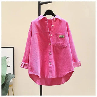 Women's Fashionable Cardigan Corduroy Shirt