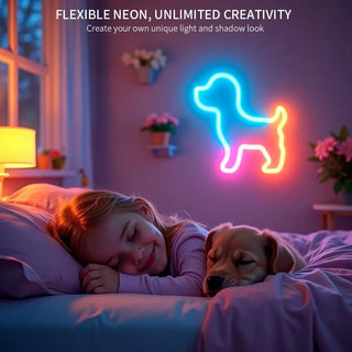 RGB Flexible Neon Light Strip 360° All-Round Lighting IP67 Waterproof Braided Mesh Sleeve Dynamic Flowing Color Changing Effects
