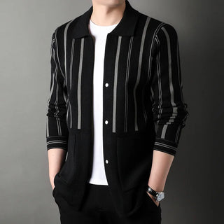 Middle-Aged Men's Cardigan Knitted Shirt