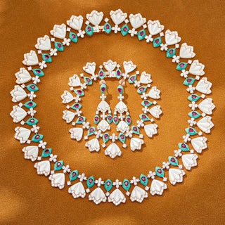 Luxury Maple Leaf Jewelry Set  White Mother of Pearl Necklace Earrings Bracelet Elegant Nature-Inspired Gift for Women jewellery