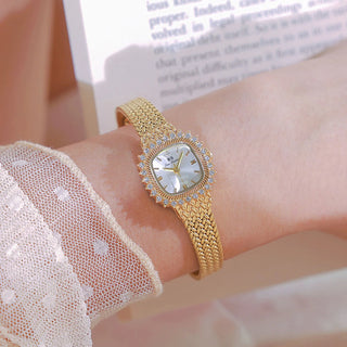 Fashion Watches For Women Elegant Luxury Diamond Square Dial Women's Watch Golden Small Clock Dress Female Quartz Wristwatch