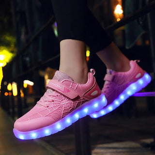Boys Flash LED Lights Running Shoes