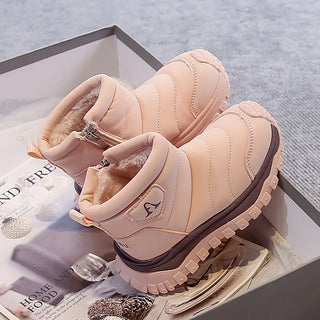 Winter Snow Boots For Children PU Leather Thick Warm Plush Boots Teenager Kid's Cotton Shoes Winter Boy's Girl's Warm Boots