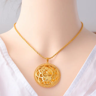 24K Gold Vintage Floral Necklace for Women