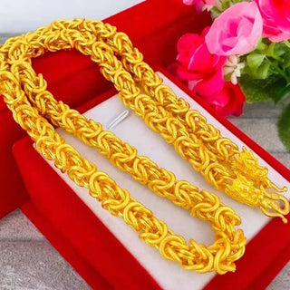 24K Gold Oriental Dragon Faucet Pendant Necklace