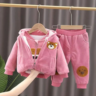 Baby Boy Warm Sets Kids Winter Jackets+Pants 3Pcs Outfits Children Autumn Hooded Suits Girls Casual Fashion Fleece Clothes