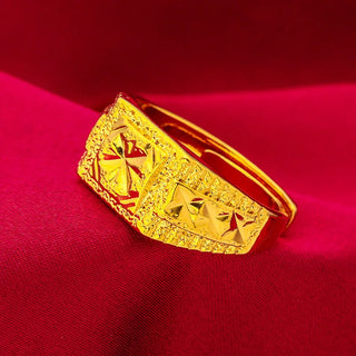 24K Gold Starry Square Men’s Wedding Ring