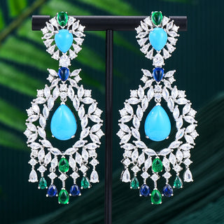 Luxury Blue Stone Wedding Party Earring