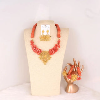 African Coral Design Jewelry Set