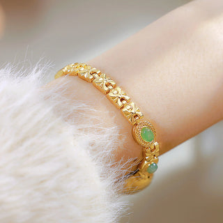 Luxury Women’s Jade Bracelet Golden Quartz Watch