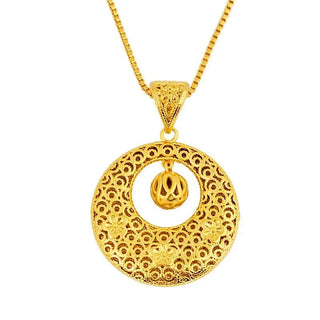 24K Pure Gold Safety Buckle Pendant Necklace