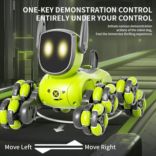 Q200 Intelligent Mechanical RC Dog Gesture Induction Remote Control Toy Eight Wheels Four Wheels Stunt Animal Toys for Children.