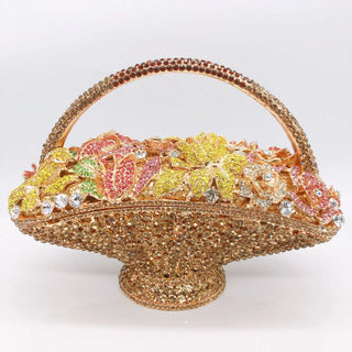 Elegant Crystal Floral Fancy Clutch Purse