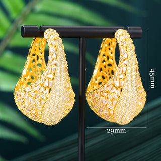 GODKI Luxury Leaf African Dangle Earrings For Women Wedding Cubic Zirconia Crystal DUBAI Bridal Earrings Party Jewelry