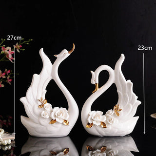 Creative Ceramic Swan Sculpture Figurines