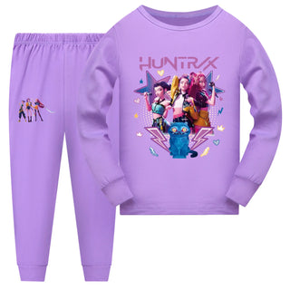 Kpop Demon Hunters Cartoon Kids Clothes Rumi Mira Zoey Girls Pajama Set Fashion Boys Long Sleeve Pyjamas Children Sleepwear Suit