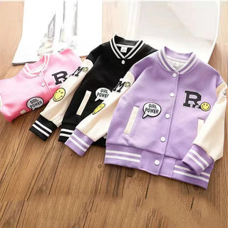 Girls Baseball Trend Cardigan Jackets
