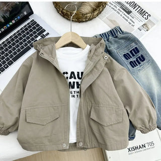 Boys Denim Casual Trench Coat