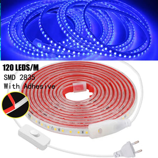 Waterproof LED Strip Light AC 220V 120Leds/m Flexible Tape Lamp Indoor Outdoor Warm Cool White Red Blue Green Pink Home Rope