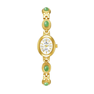 Luxury Women’s Jade Bracelet Golden Quartz Watch