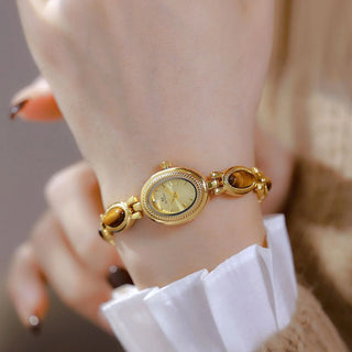 Luxury Golden Vintage Watch Women Elegant Amber Jewelry Quartz Wristwatch New In Women's Watches Fashion Bracelet Gold Watch
