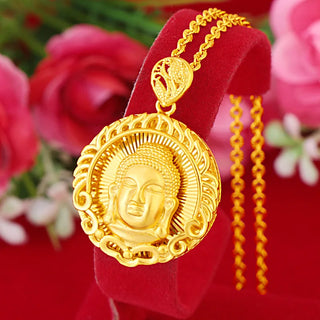 24K Gold Guanyin and Maitreya Dual-Sided Pendant
