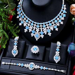 GODKI 4pcs Lucky Flower Nigerian 18k Gold Plated Dubai Bridal Wedding Jewellery Set Fashion Necklace Jewelry Sets