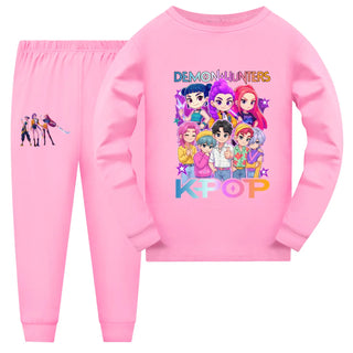 Kpop Demon Hunters Cartoon Kids Clothes Girls Pajama Set Fashion Boys Long Sleeve Pyjamas Children Sleepwear Suit 4982