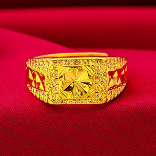 24K Gold Starry Square Men’s Wedding Ring