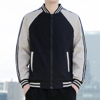 New autumn jacket for young men baseball collar two-bar jacket