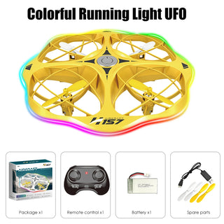 Mini RC LED Light UFO Helicopter H157 Rolling Stunt Quadcopter Obstacle Avoidance Induction Aircraft Toys Gifts Boys 14Y+