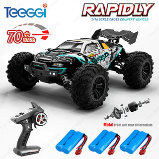 Teeggi 16101 /16102 PRO 1:16 High Speed RC Car With LED Light Drift 70KM/H 4WD RC Off-Road Car Monster Truck Toy For Kid Gifts