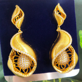 GODKI Famous African Indian Tricolor Flower Dangle Earrings For Women Wedding Party Cubic Zircon Dubai Bridal Jewelry